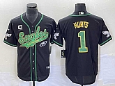 Men's Philadelphia Eagles #1 Jalen Hurts Black With C Patch Cool Base Stitched Baseball Jerseys,baseball caps,new era cap wholesale,wholesale hats